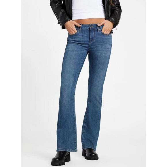 GUESS Women's Eco Lyllah Mid-Rise Bootcut Jeans Size 30X32 in Blue - Picture 1 of 12